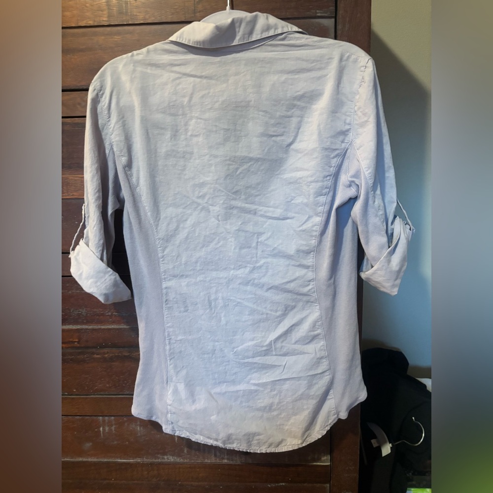 James Perse Contrast Side Panel Three-Quarter Sleeve Button-Up Gray Size 3 - Picture 5 of 7